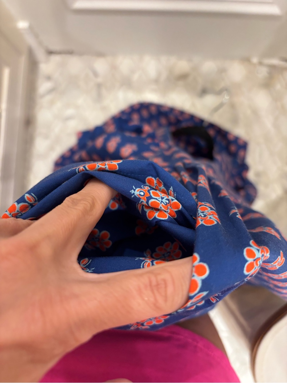 Hunter Bell Palmer Dress Oxford Foulard Puff Sleeve Midi Blue Floral Retired XL - Picture 6 of 6